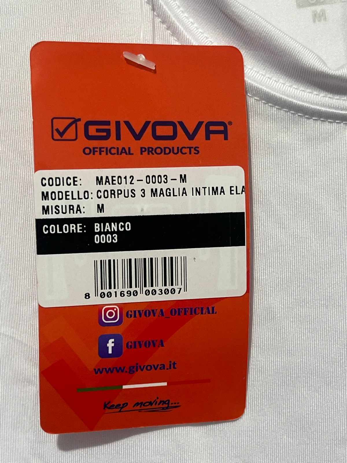 Givova Corpus 3 White Men’s Crew Neck Long Sleeve Stretch Top Athletic Fit M – photo 4