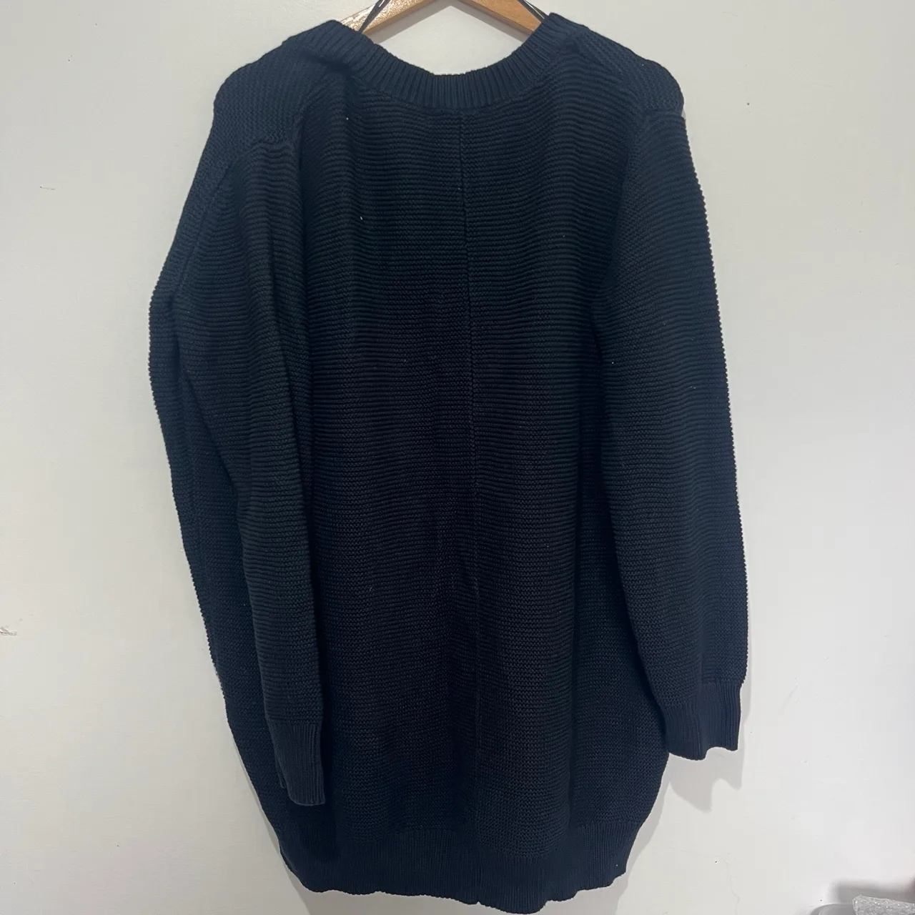 M&S Collection Black V-Neck Knit Cotton Pullover Jumper Long Sleeve Size 20 – photo 2