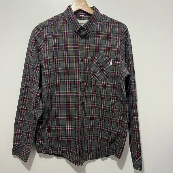 Carhartt WIP L/S Leroy Shirt Mens Button Up Long Sleeve Plaid Cotton S Grey
