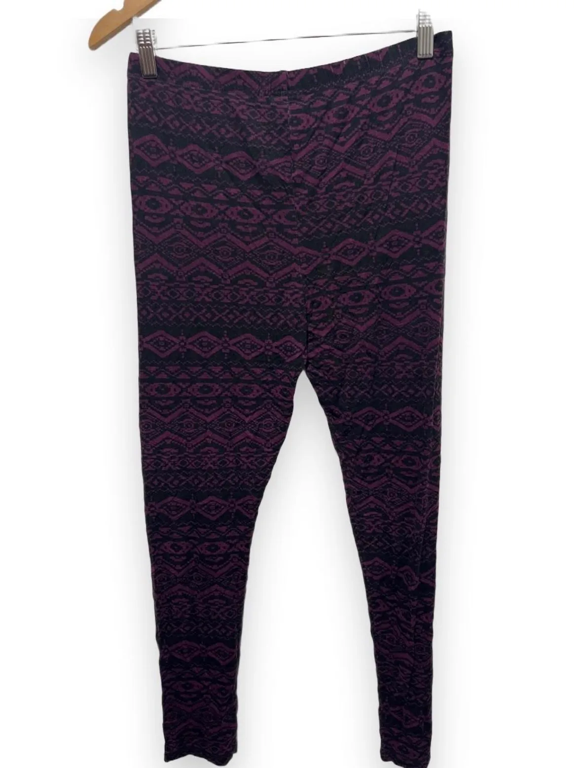 Rivers Women’s XS Black/Purple Geometric Ankle Leggings Stretch Viscose – photo 2