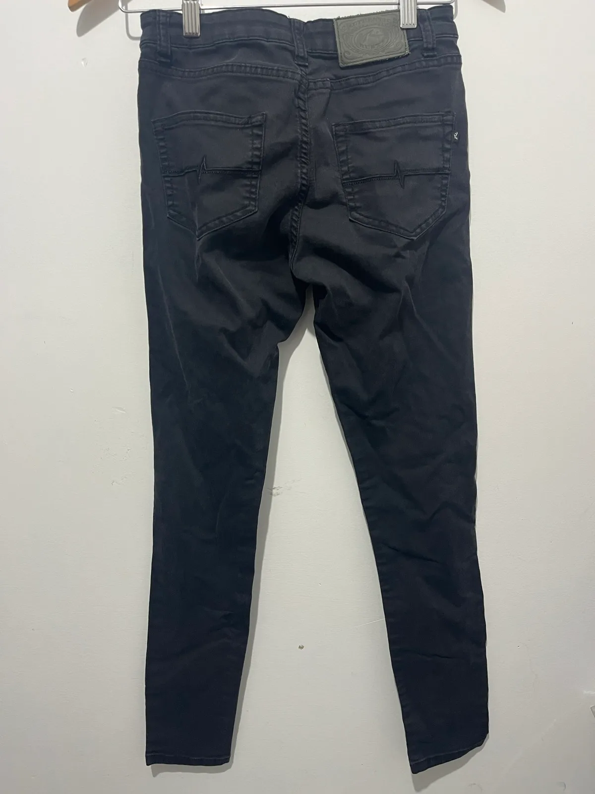 Rusty Spray On Skinny Jeans Black Denim Girls Size 8 Button Zip Casual – photo 2