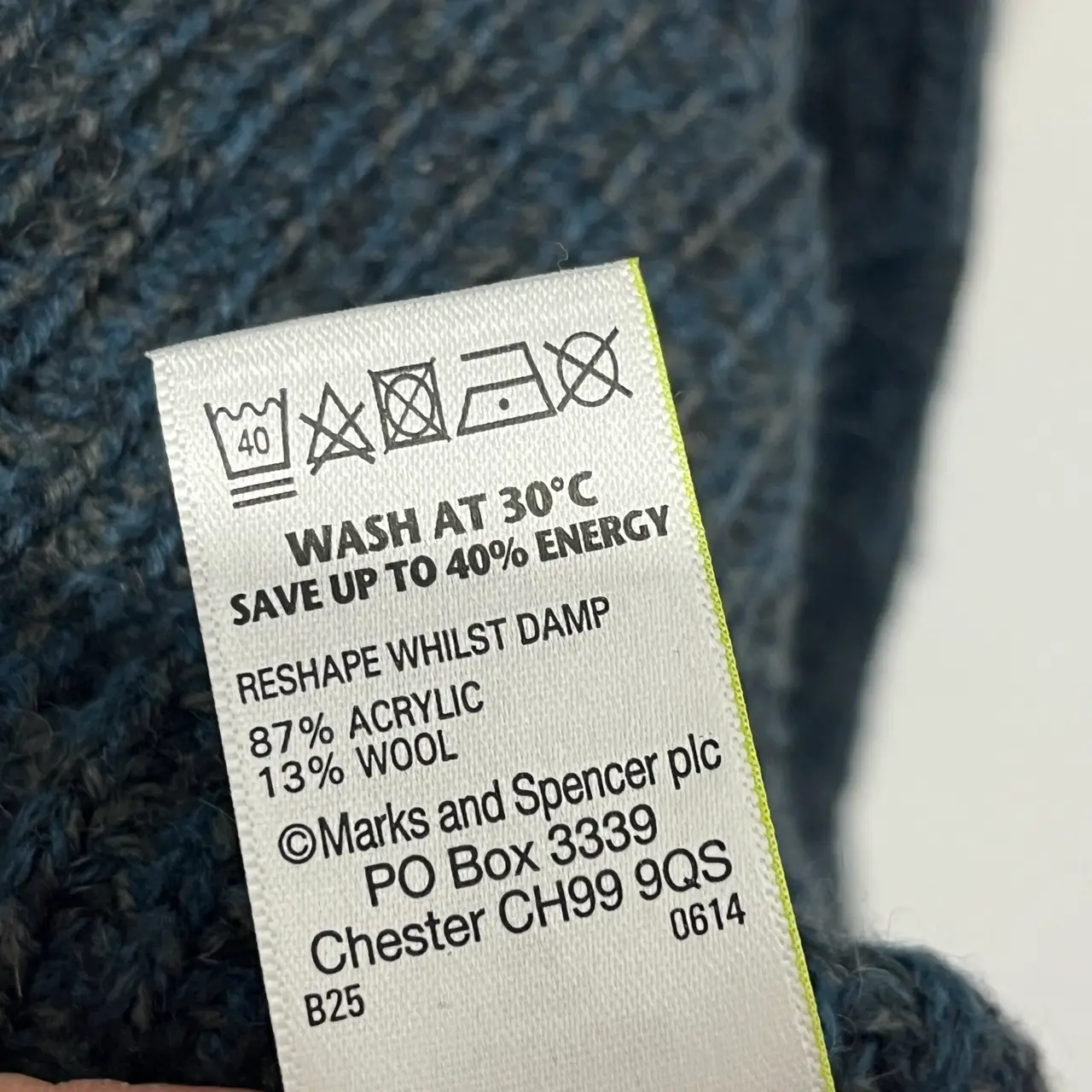 M&S Acrylic Wool Knit Jumper Blue Collared Button Neck Pullover Men’s M – photo 4