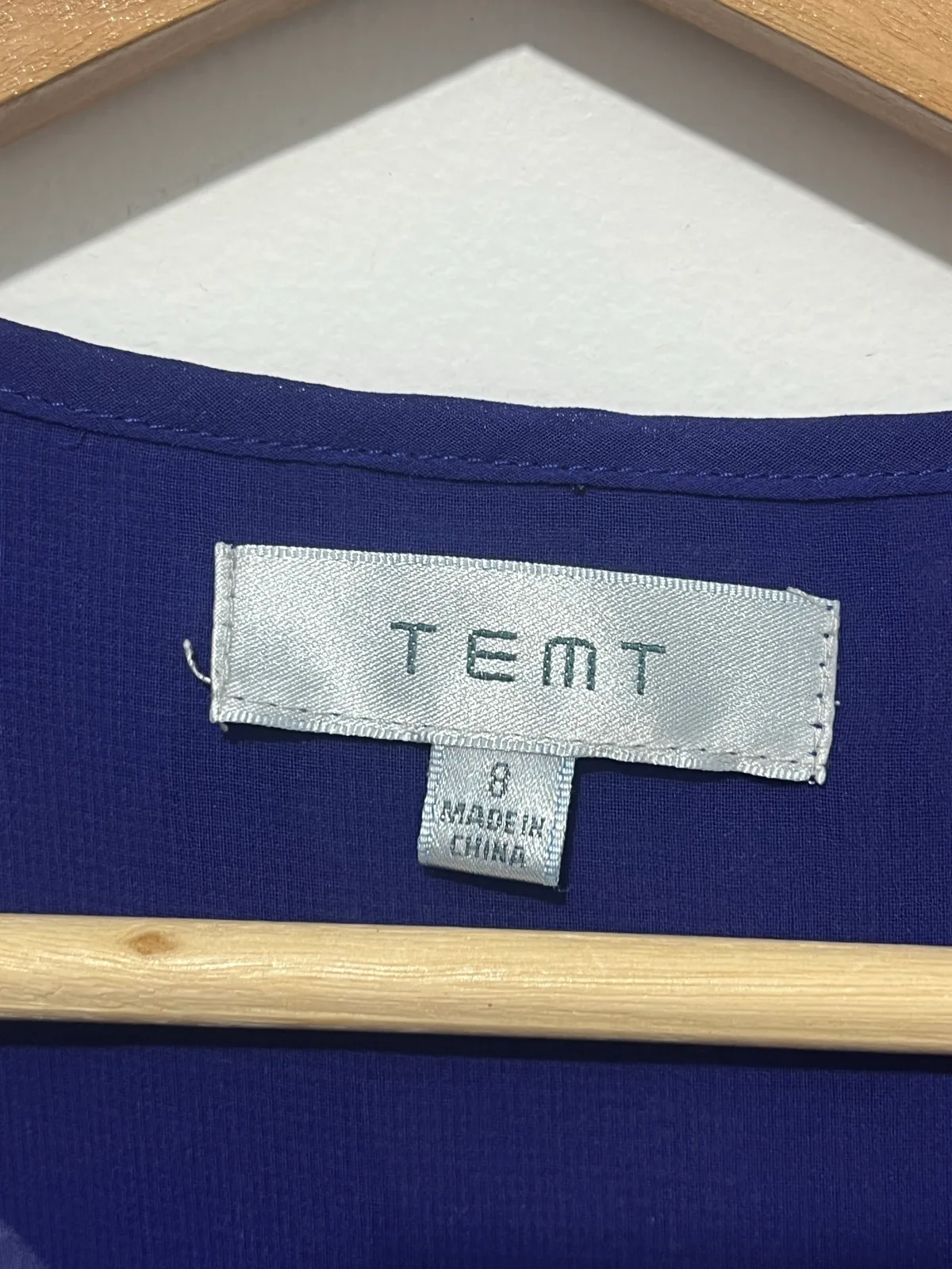 Temt blue blouse with ruffle collar and button front, size 8 — photo 3