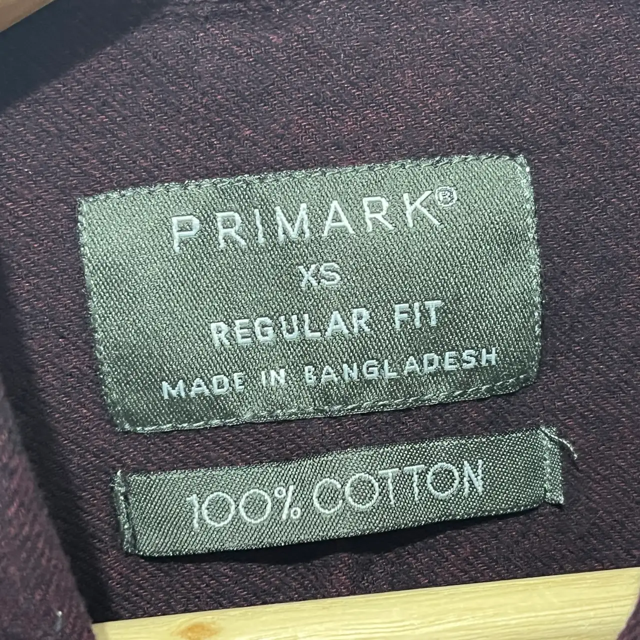 Primark Mens Button Up Long Sleeve Button-Down Collar Burgundy Cotton XS – photo 4