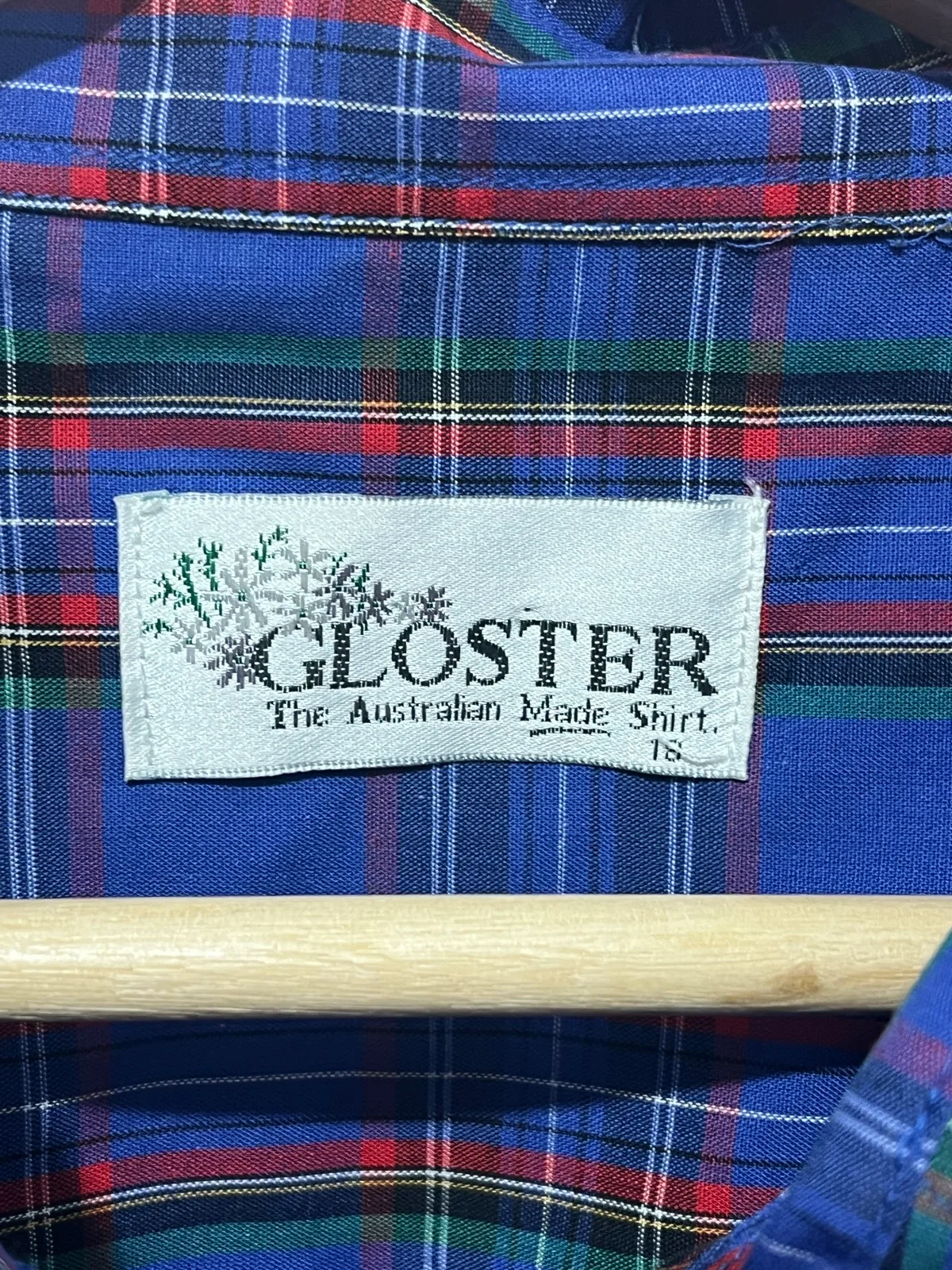 Gloster Ladies Button Up Long Sleeve Point Collar Plaid Cotton Blue Size 18 – photo 2