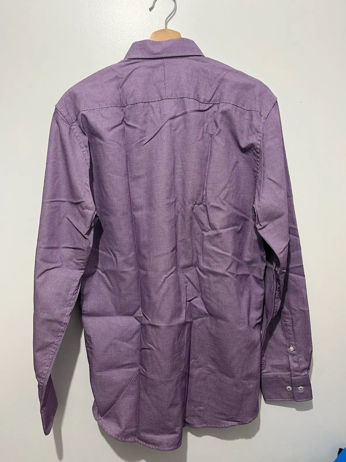 Brooksfield Geometric Dress Shirt 41 Purple Cotton Long Sleeve Point Collar – photo 2