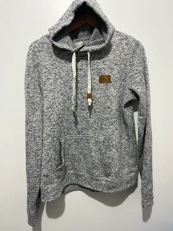 Ripcurl Women’s Grey Marled Pullover Hoodie Logo Drawstring Hooded Knit