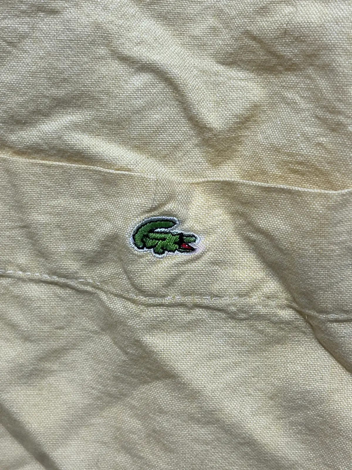 Lacoste Mens Button Up Short Sleeve Yellow Cotton Shirt Pockets Logo Size 34/36 – photo 3