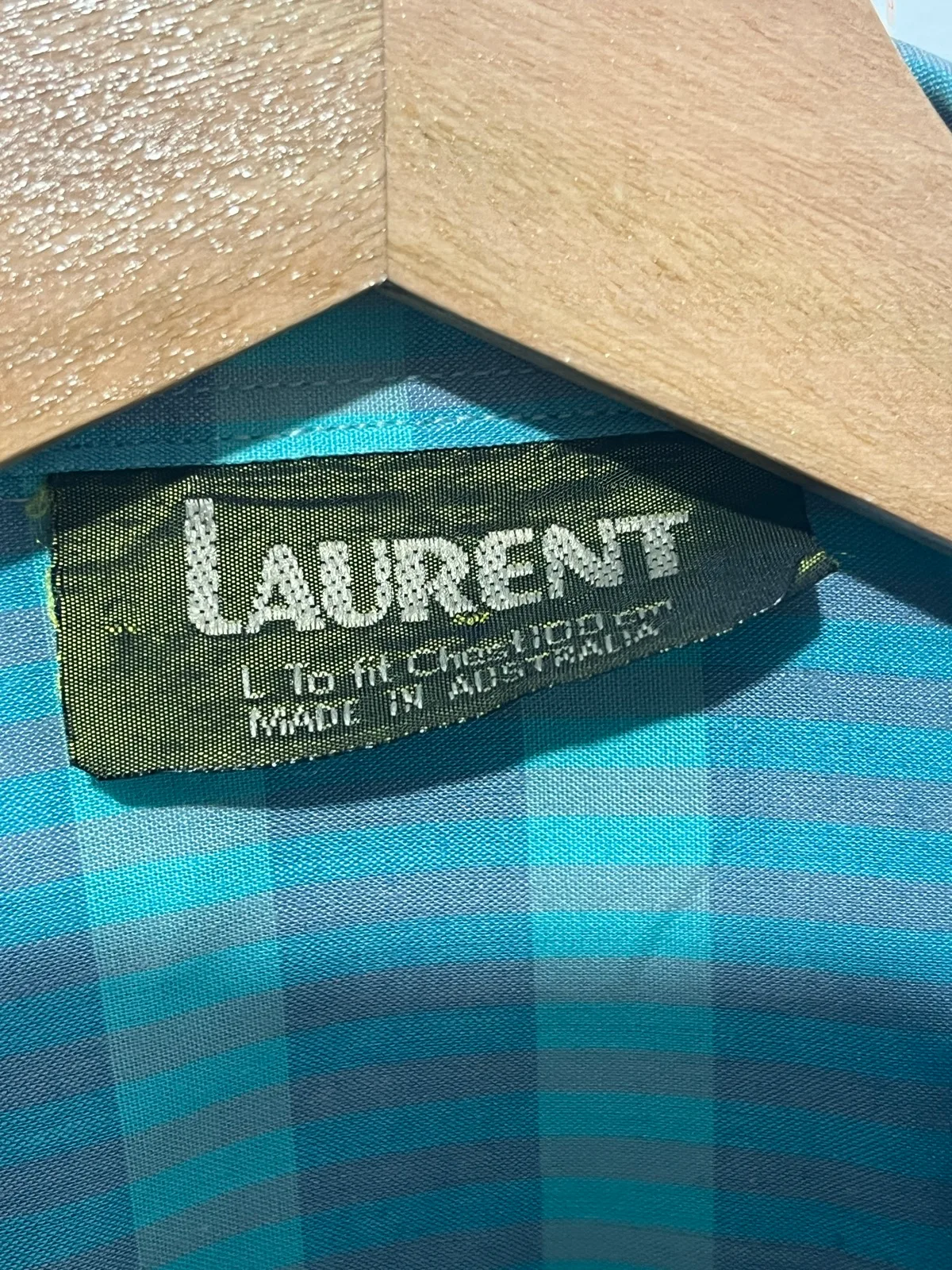 Laurent Striped Dress Shirt L Blue/Green Long Sleeve Classic Fit Collared – photo 3