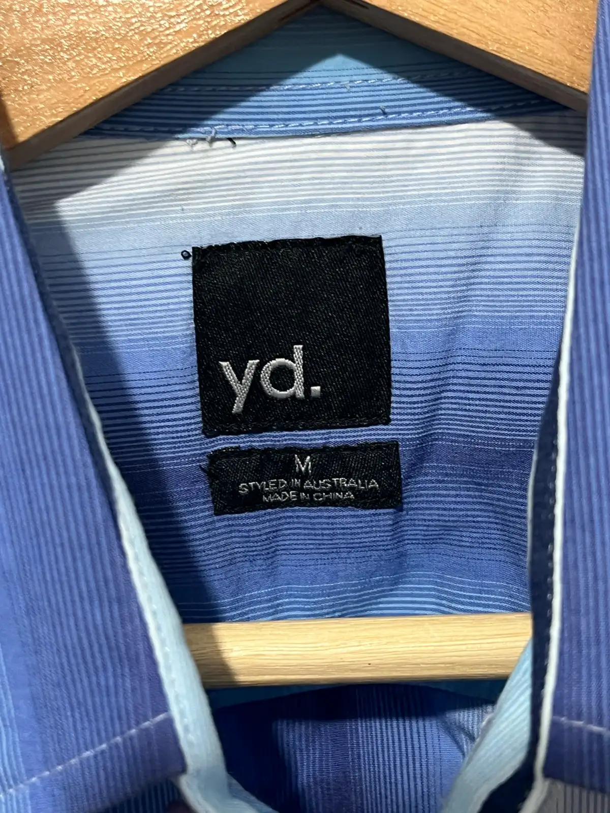 yd. Striped Dress Shirt M Blue/White Stretch Cotton/Poly/Elastane Long Sleeve – photo 3