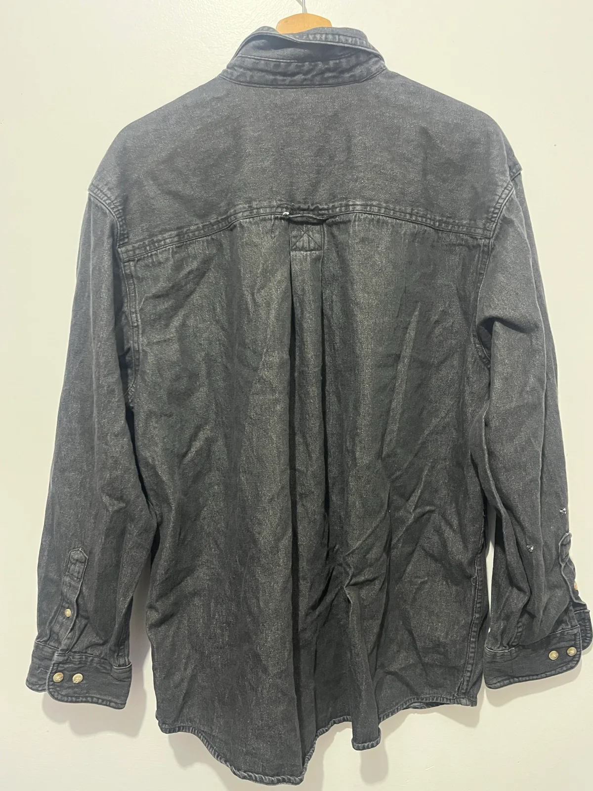 Penmans Mens Button Up Shirt Size L Black Denim Cotton Long Sleeve Pocket – photo 4