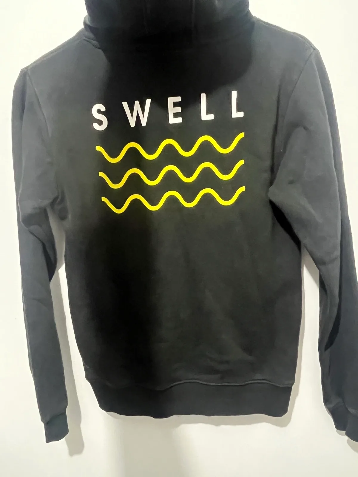 Swell Black Pullover Hoodie Logo Print Hood Pockets Drawstring Size 12 – photo 4