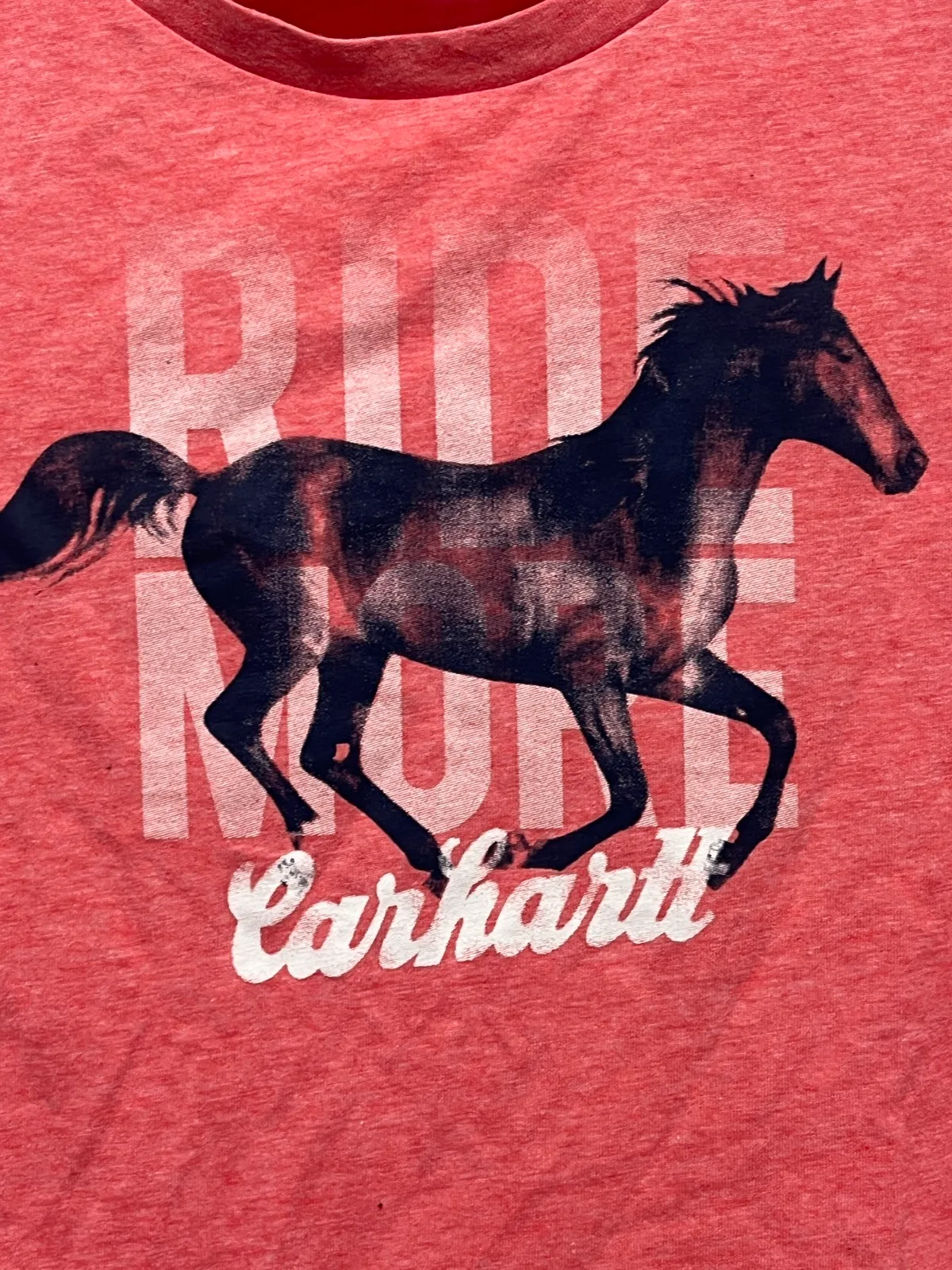 Carhartt Girls Pink Cotton Jersey Crew Neck Graphic Horse Logo Tee L (12) – photo 2