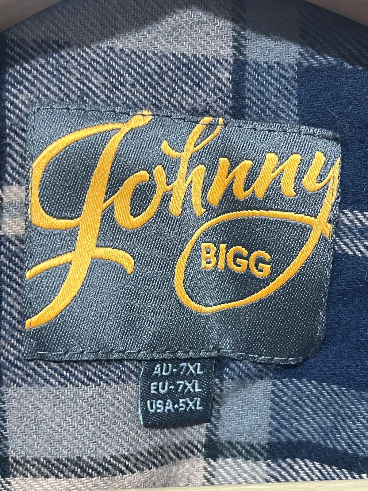 Johnny Bigg Mens Button Up Long Sleeve Flannel Plaid Blue Beige Shirt 7XL – photo 3