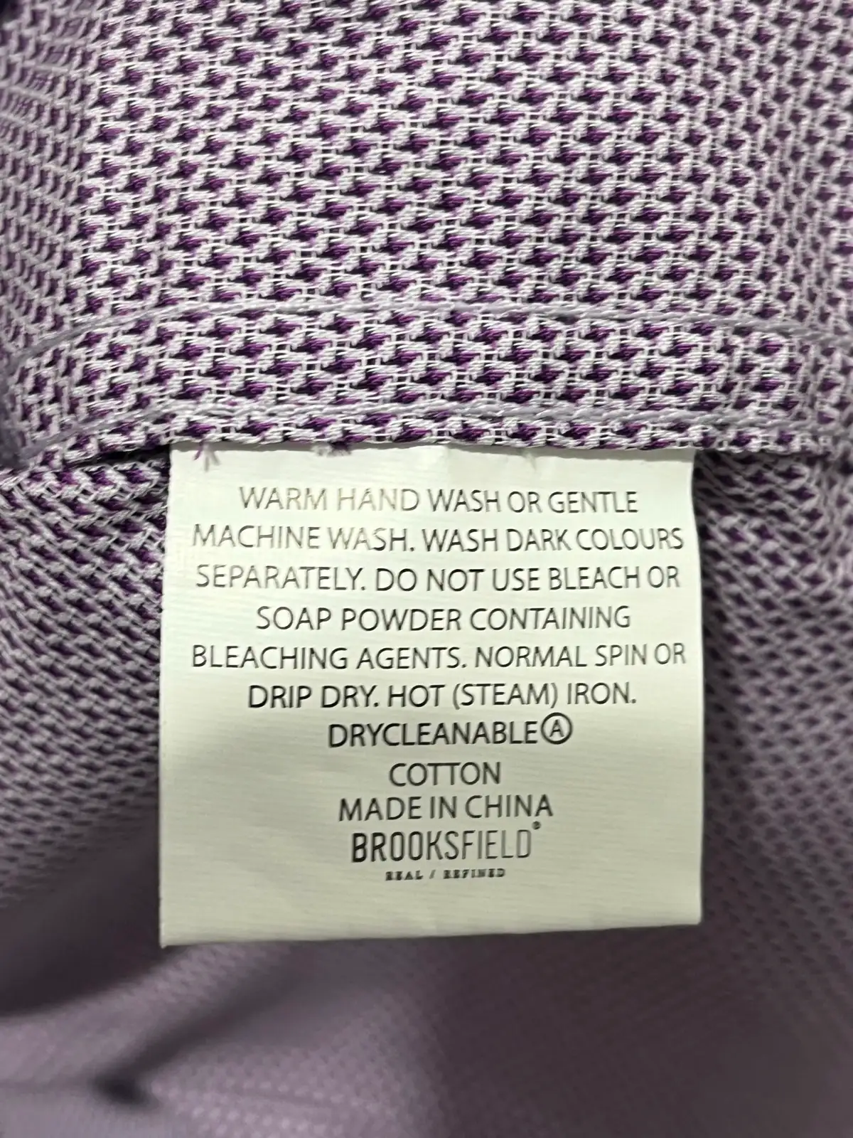 Brooksfield Geometric Dress Shirt 41 Purple Cotton Long Sleeve Point Collar – photo 3