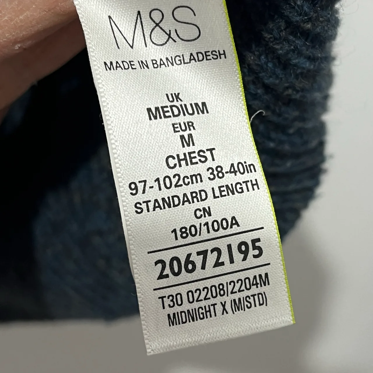 M&S Acrylic Wool Knit Jumper Blue Collared Button Neck Pullover Men’s M – photo 5