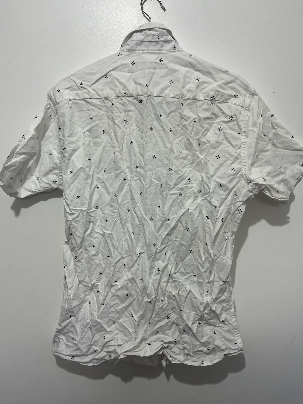 Connor Classic Fit White Geometric Cotton Short Sleeve Button Up Shirt M – photo 2