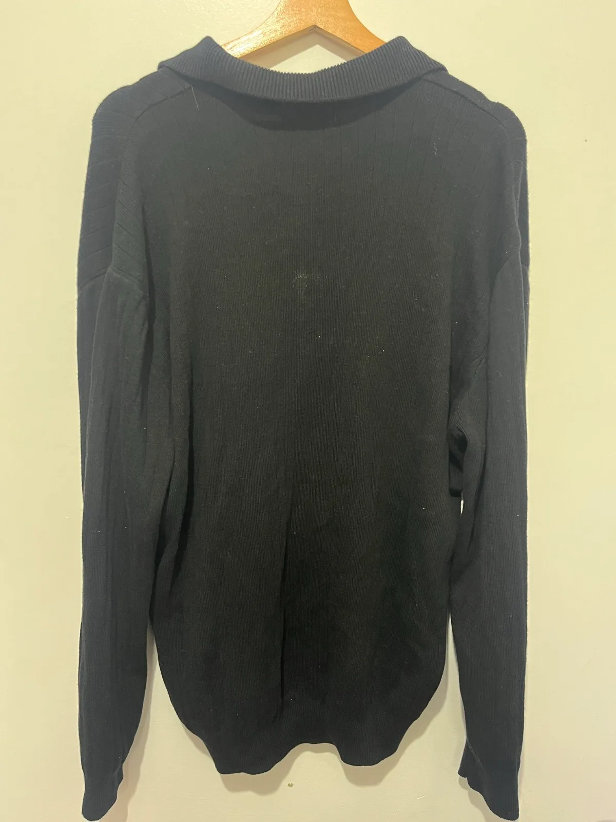 NEXT Cotton Knit Jumper Black Collared Neck Pullover Men’s L Long Sleeve – photo 2