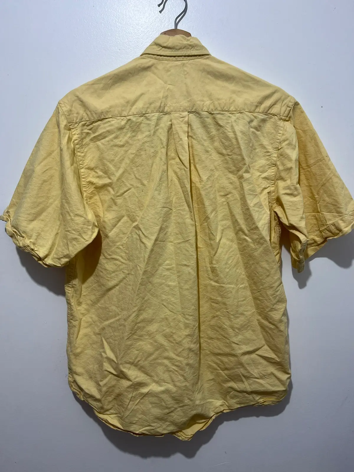 Lacoste Mens Button Up Short Sleeve Yellow Cotton Shirt Pockets Logo Size 34/36 – photo 2