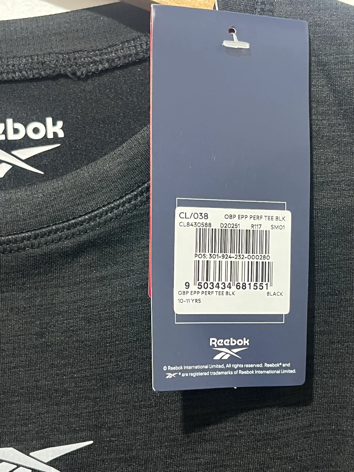 Reebok Black Crew Neck Short Sleeve T-Shirt Chest 73cm 10 - 11 Years – photo 4