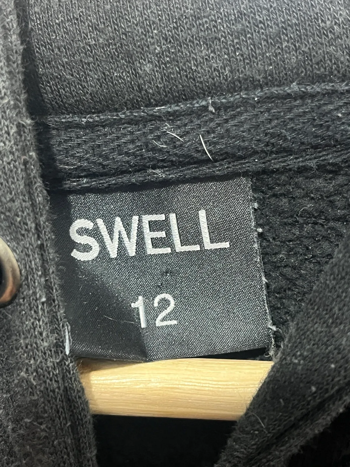 Swell Black Pullover Hoodie Logo Print Hood Pockets Drawstring Size 12 – photo 3