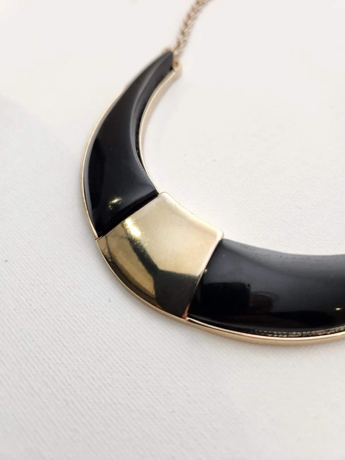 Forever New Gold/Black Crescent Pendant Rope Chain Necklace Adjustable, #10014 — photo 8
