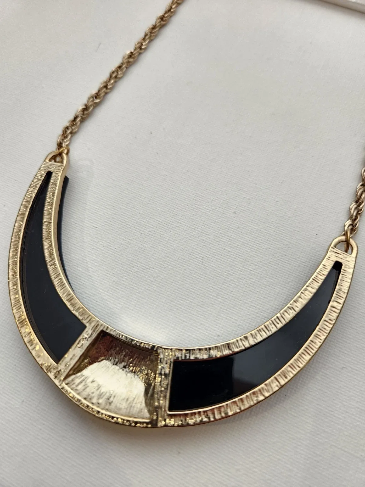 Forever New Gold/Black Crescent Pendant Rope Chain Necklace Adjustable, #10014 — photo 4