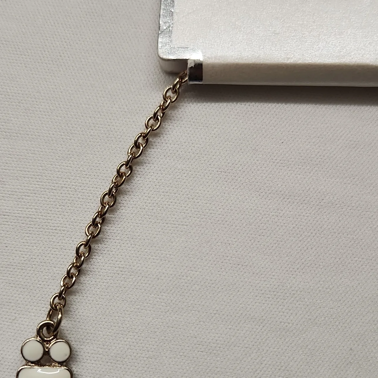 Forever New Bib Necklace White/Gold Cable Chain Adjustable, #10006 — photo 3