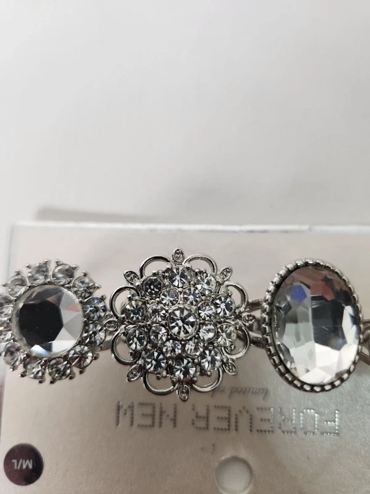 Forever New Crystal Cocktail Ring Set 4pc Silver Tone M/L, #10016 — photo 2
