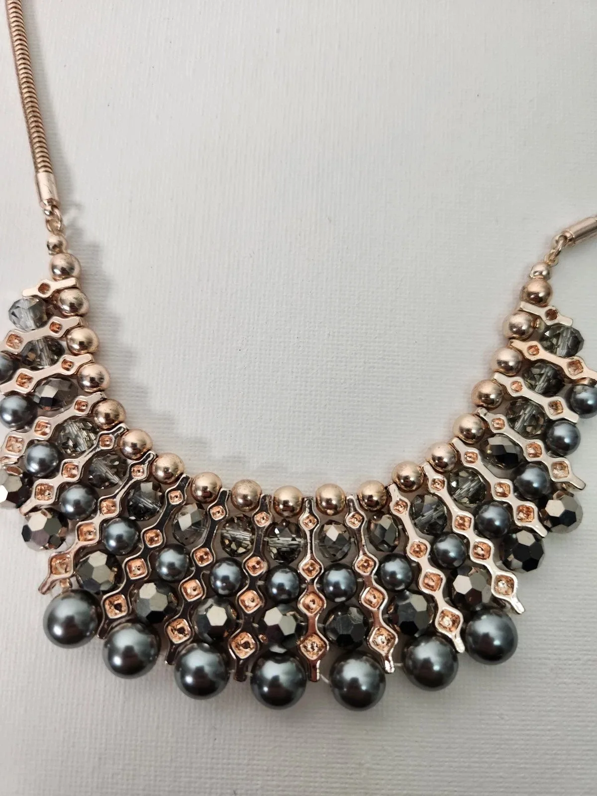 Forever New Limited Edition Collar Beaded Necklace Rose Gold/Grey, #10007 — photo 3