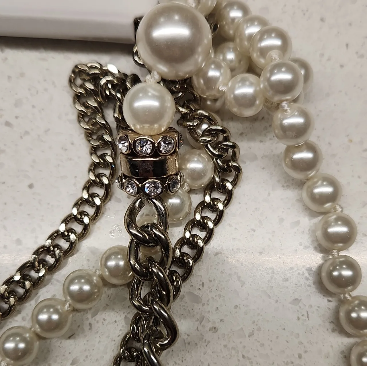Forever New Multi-Strand Faux Pearl & Silver Curb Chain Toggle Necklace, #10004 — photo 4