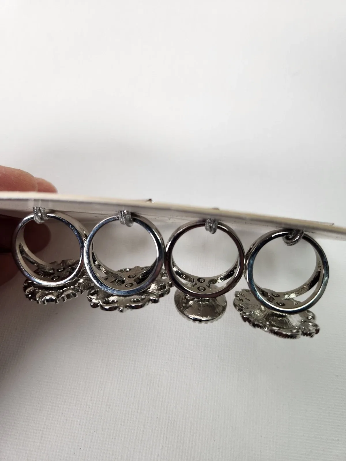 Forever New Crystal Cocktail Ring Set 4pc Silver Tone M/L, #10016 — photo 10