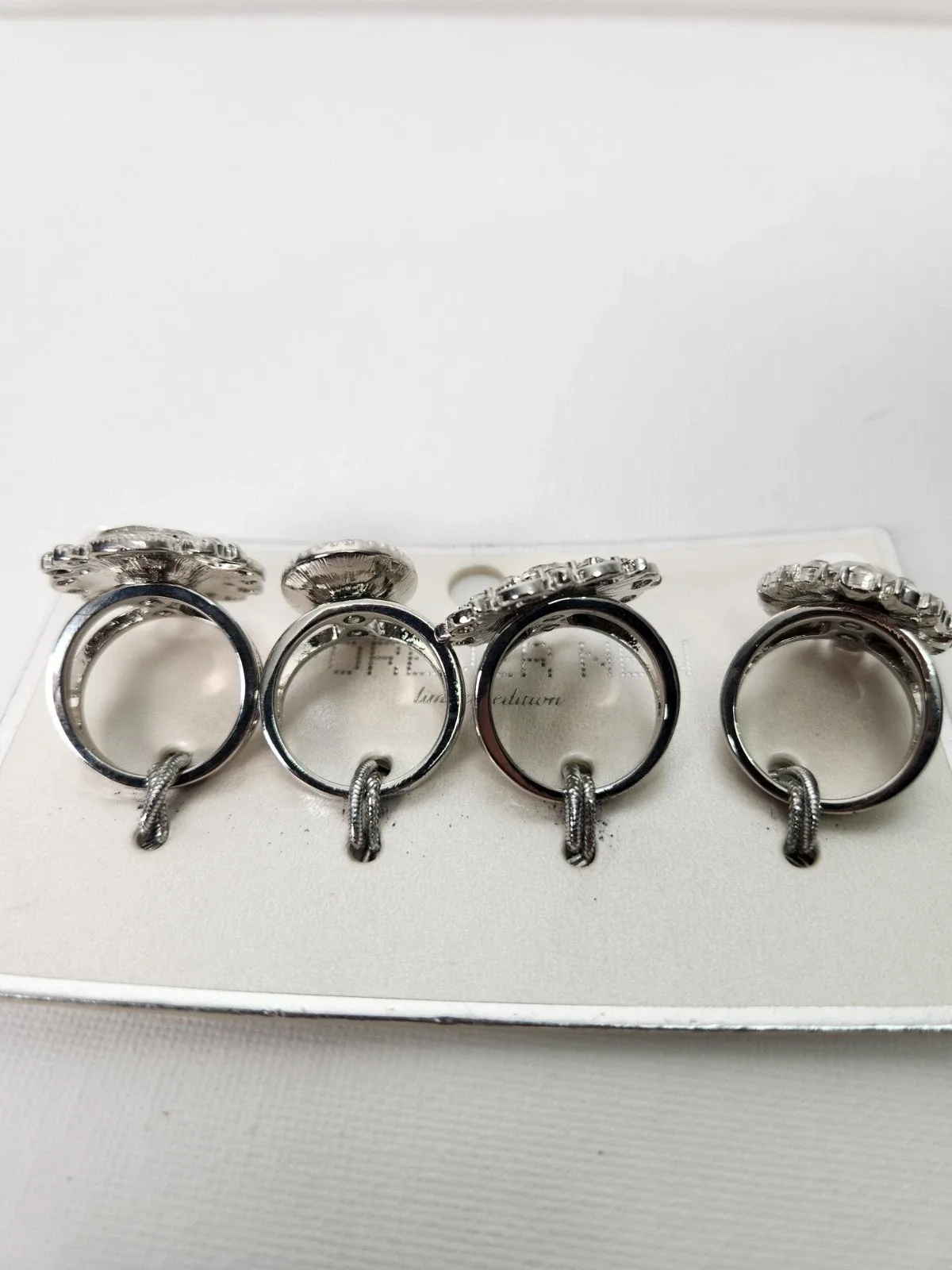 Forever New Crystal Cocktail Ring Set 4pc Silver Tone M/L, #10016 — photo 8