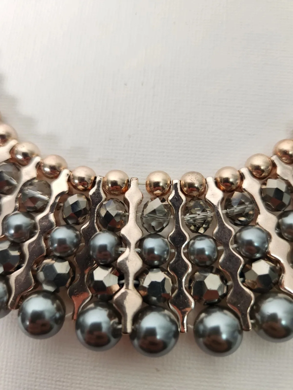 Forever New Limited Edition Collar Beaded Necklace Rose Gold/Grey, #10007 — photo 5