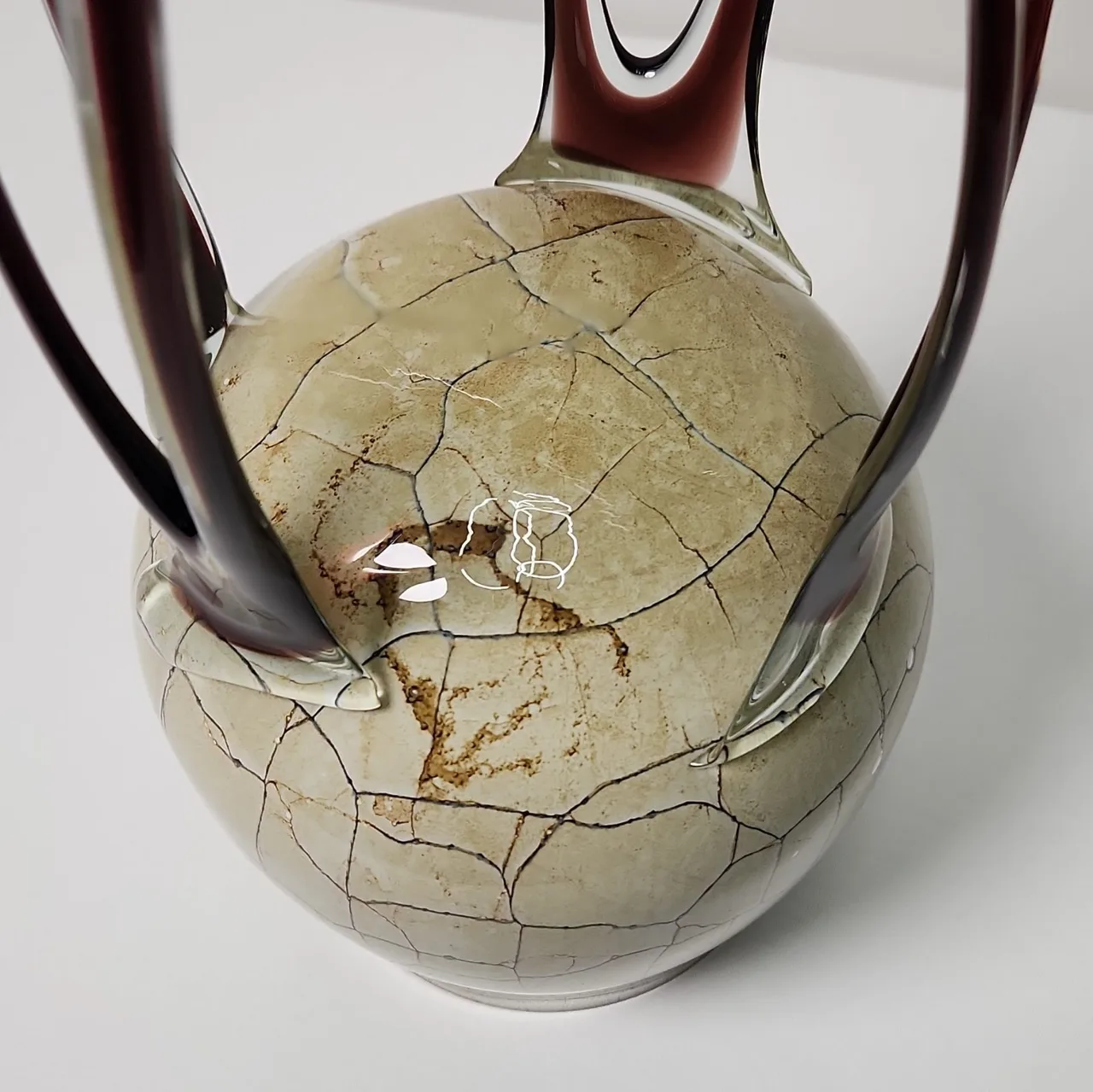 Jozefina Krosno Poland Art Glass "Octopus" Vase, Cream Crackle, 48cm, #10001 — photo 9