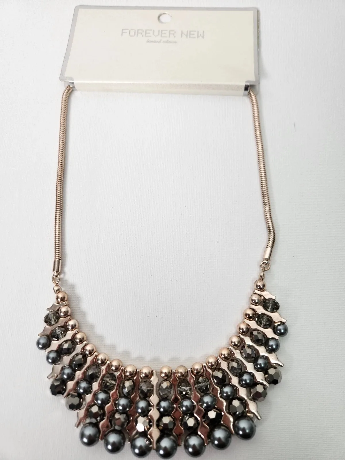 Forever New Limited Edition Collar Beaded Necklace Rose Gold/Grey, #10007 — photo 4