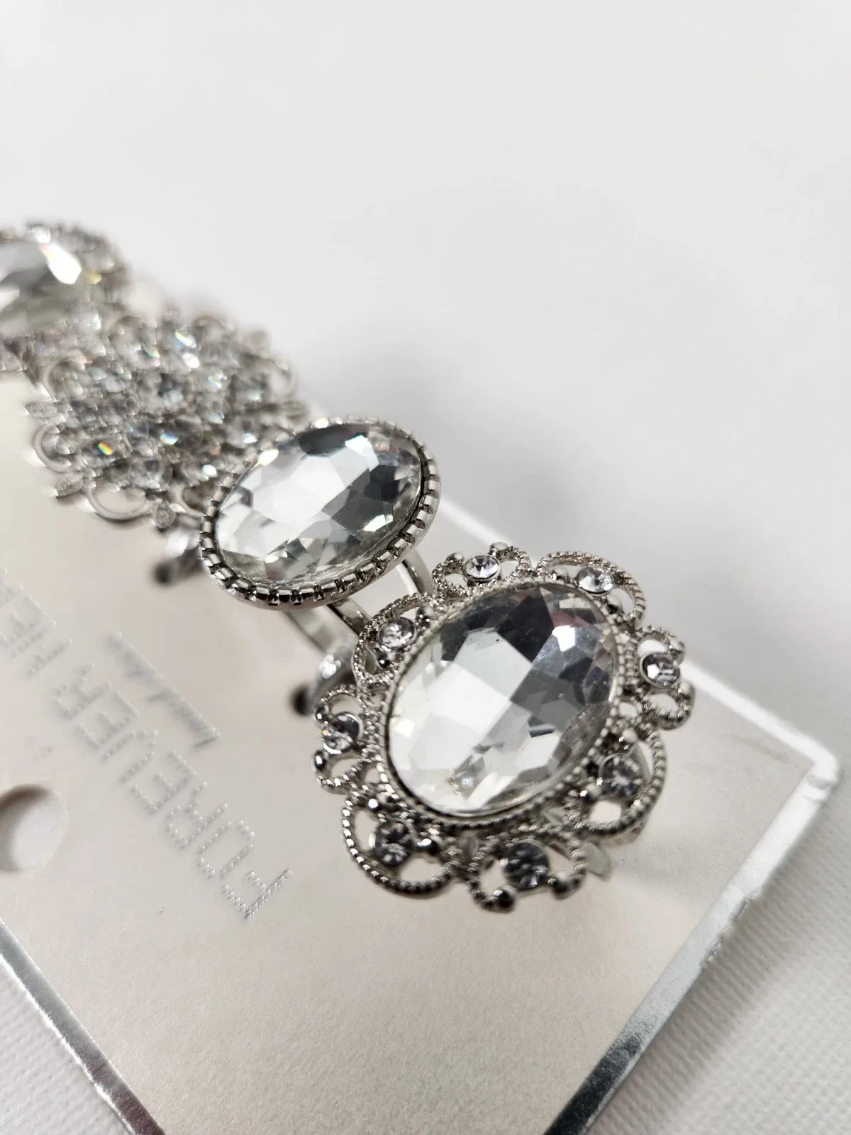 Forever New Crystal Cocktail Ring Set 4pc Silver Tone M/L, #10016 — photo 4