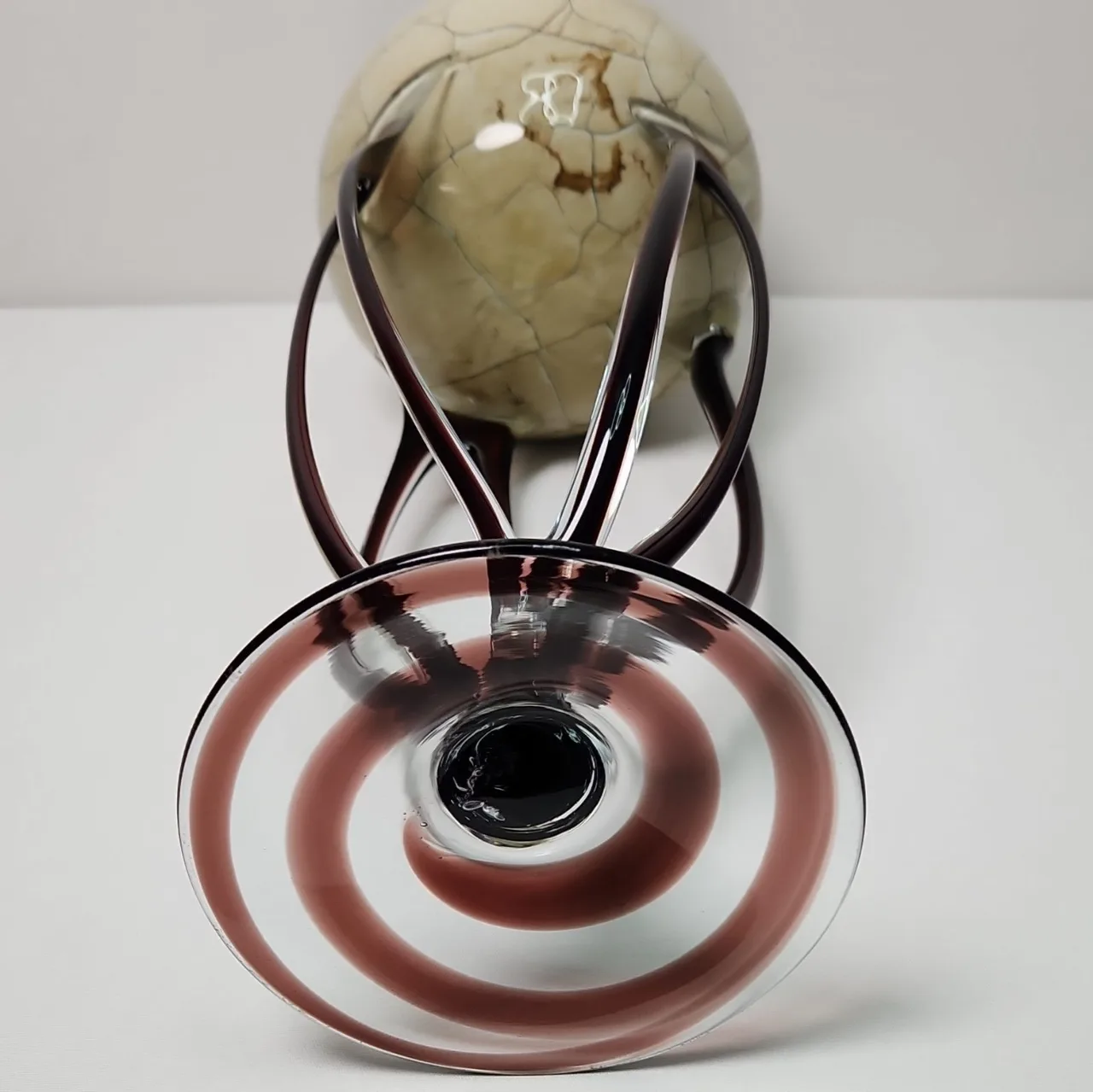 Jozefina Krosno Poland Art Glass "Octopus" Vase, Cream Crackle, 48cm, #10001 — photo 4