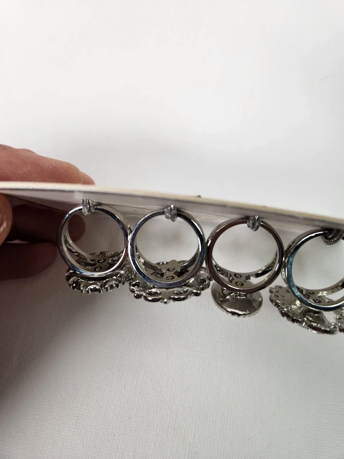 Forever New Crystal Cocktail Ring Set 4pc Silver Tone M/L, #10016 — photo 9