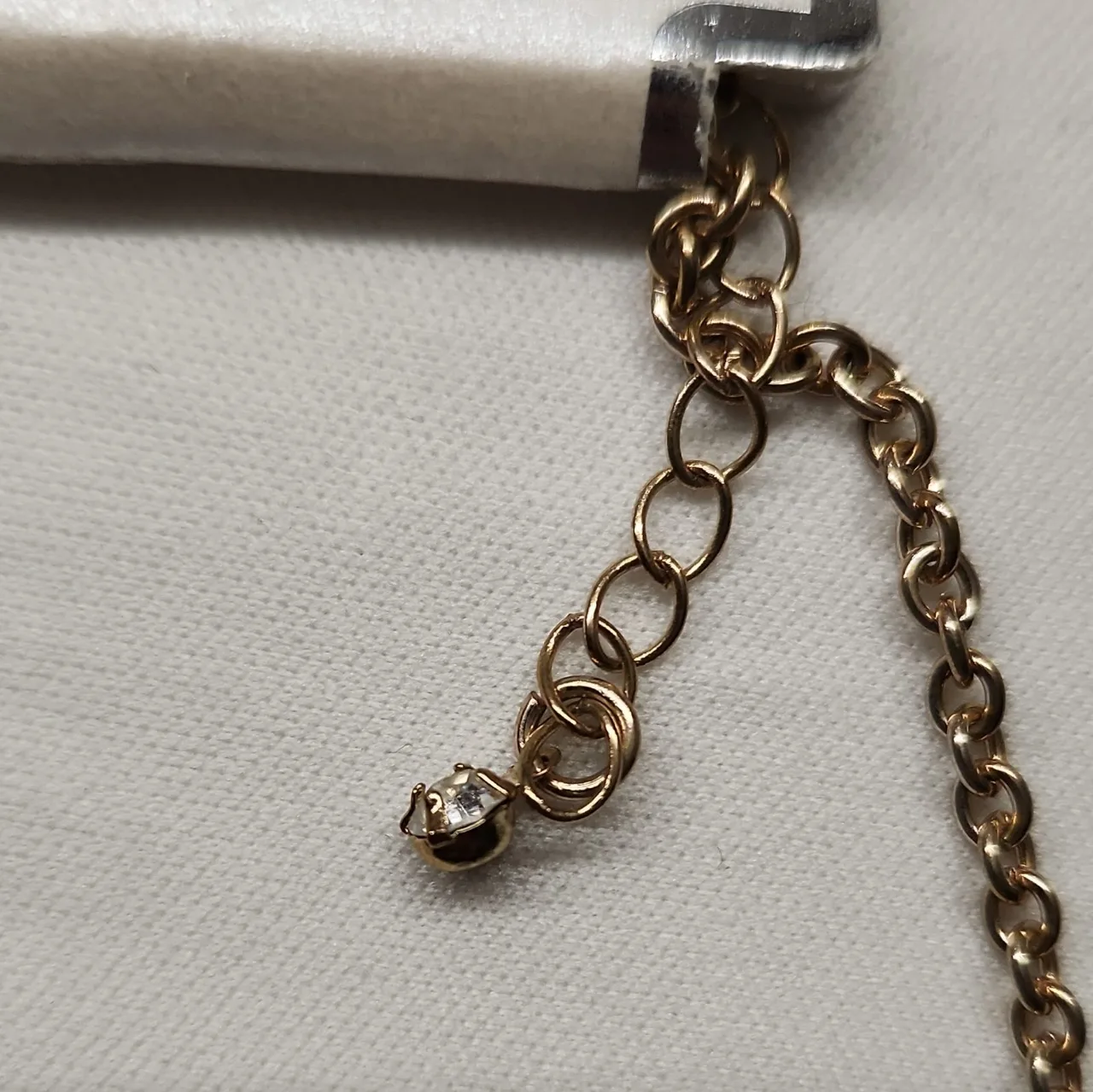 Forever New Bib Necklace White/Gold Cable Chain Adjustable, #10006 — photo 5