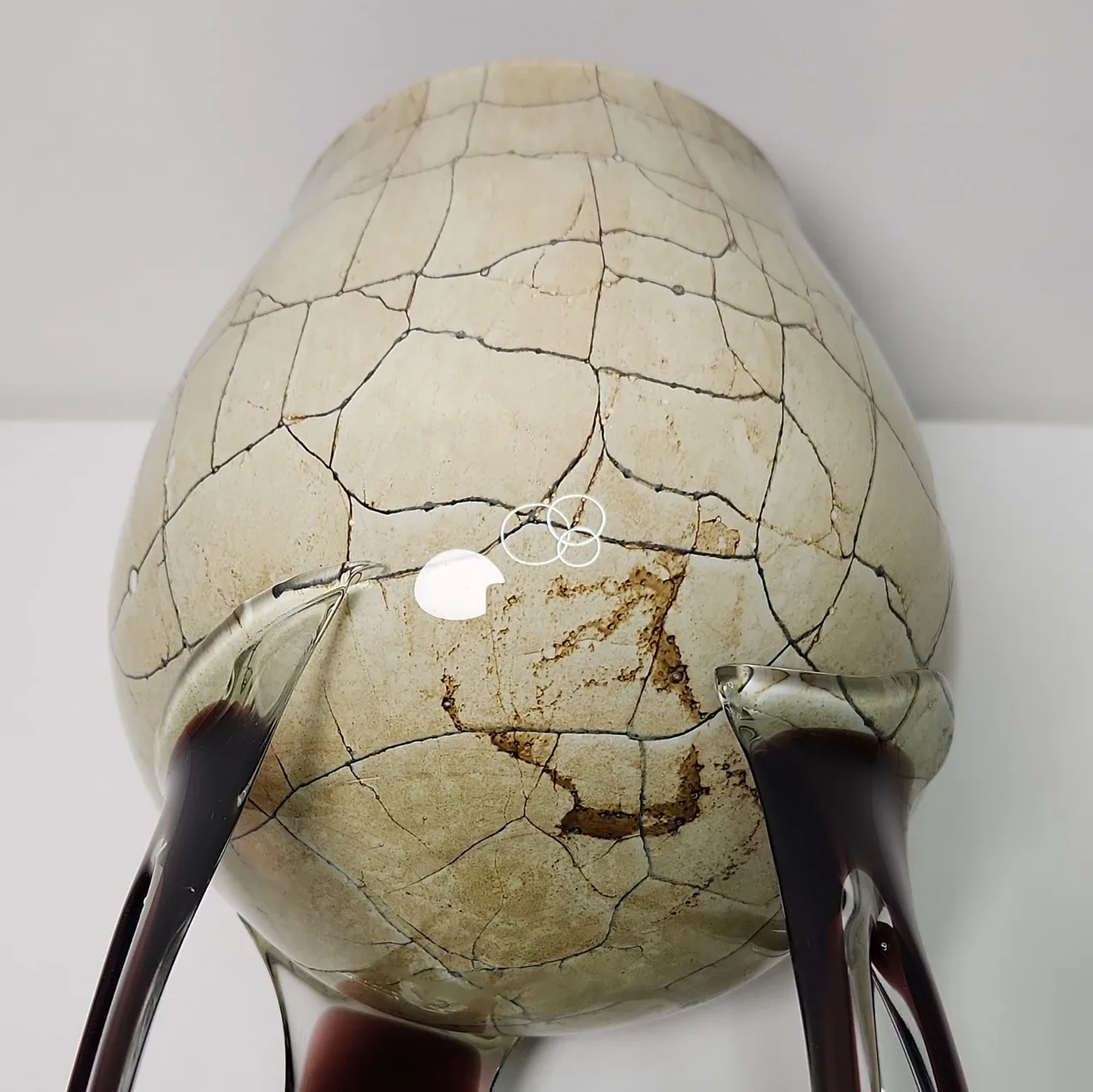 Jozefina Krosno Poland Art Glass "Octopus" Vase, Cream Crackle, 48cm, #10001 — photo 3