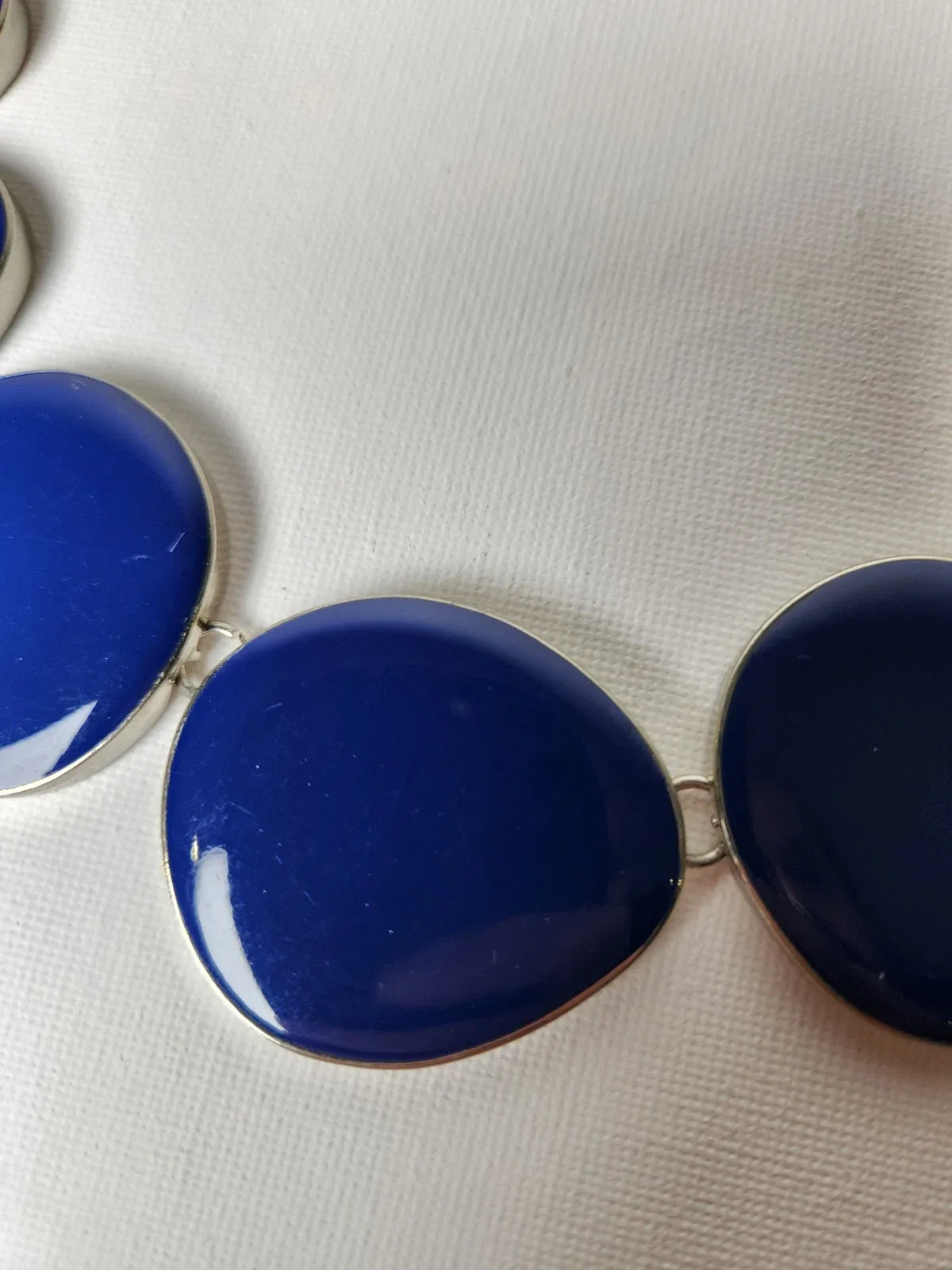Forever New Blue Enamel Collar Necklace Silver Tone Adjustable, #10013 — photo 7
