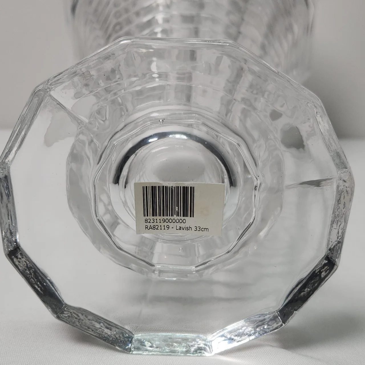 Salt&Pepper Clear Glass Decorative Ribbed Faceted Vase, Lavish 33cm, #10003 — photo 4