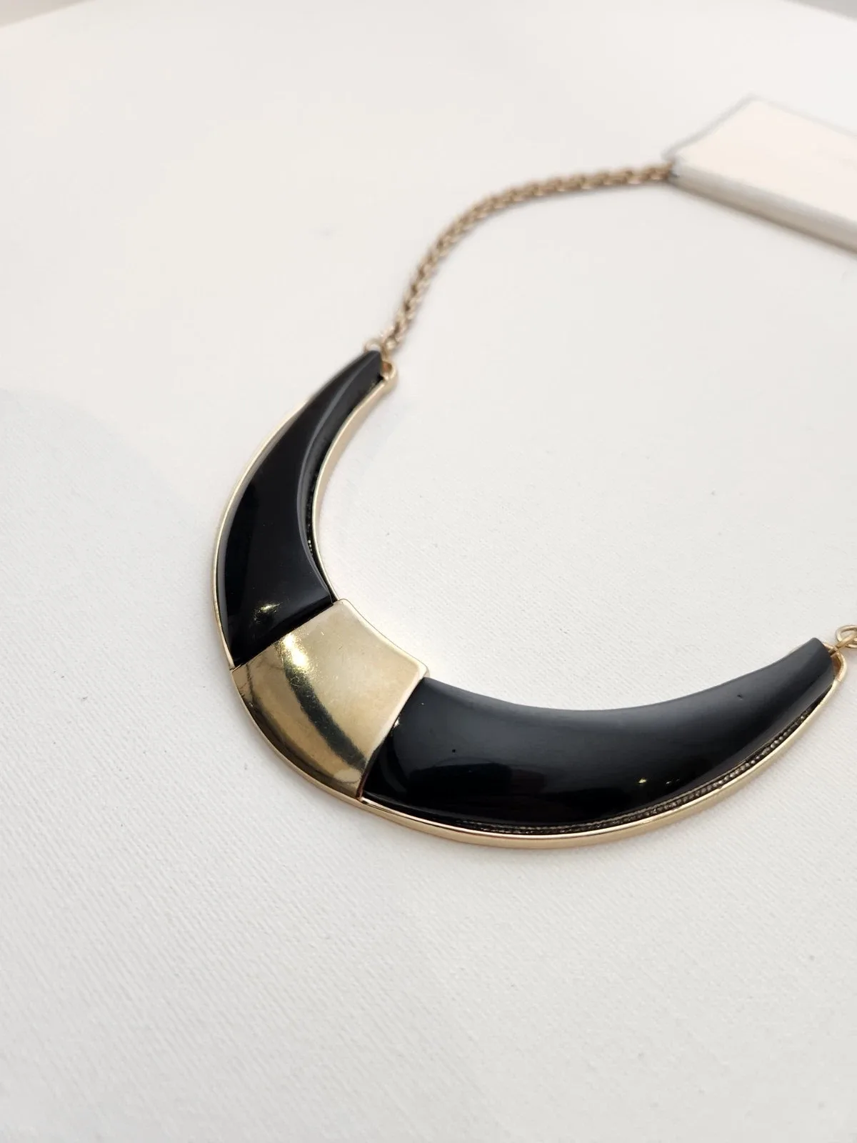 Forever New Gold/Black Crescent Pendant Rope Chain Necklace Adjustable, #10014 — photo 2