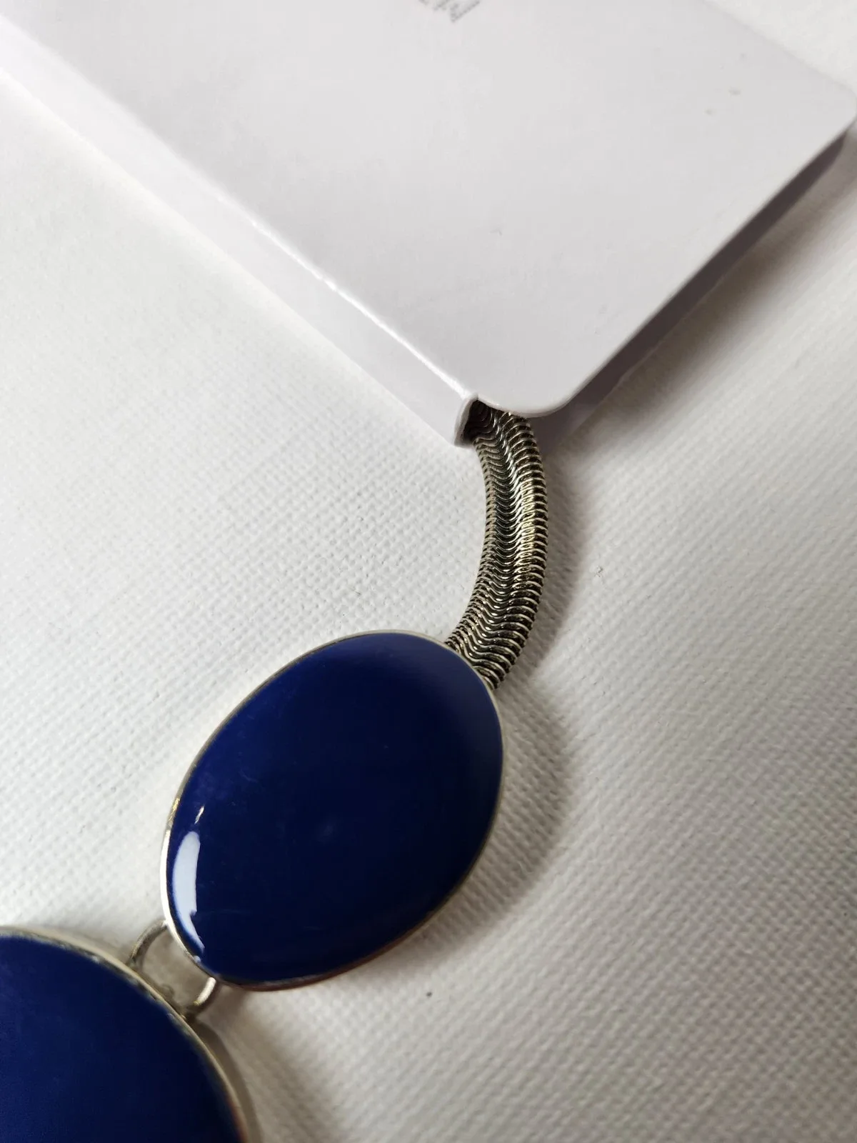Forever New Blue Enamel Collar Necklace Silver Tone Adjustable, #10013 — photo 2