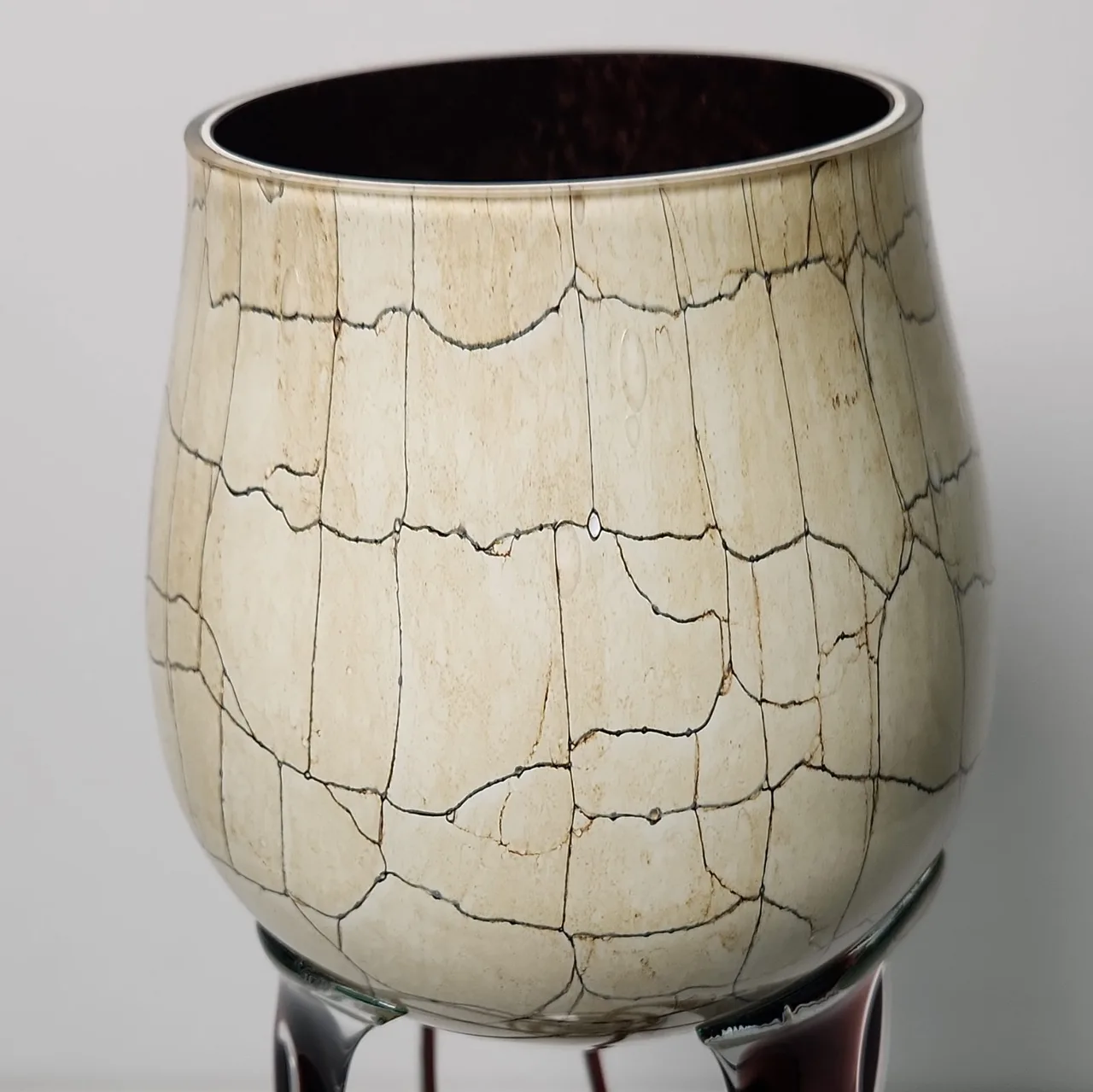 Jozefina Krosno Poland Art Glass "Octopus" Vase, Cream Crackle, 48cm, #10001 — photo 2