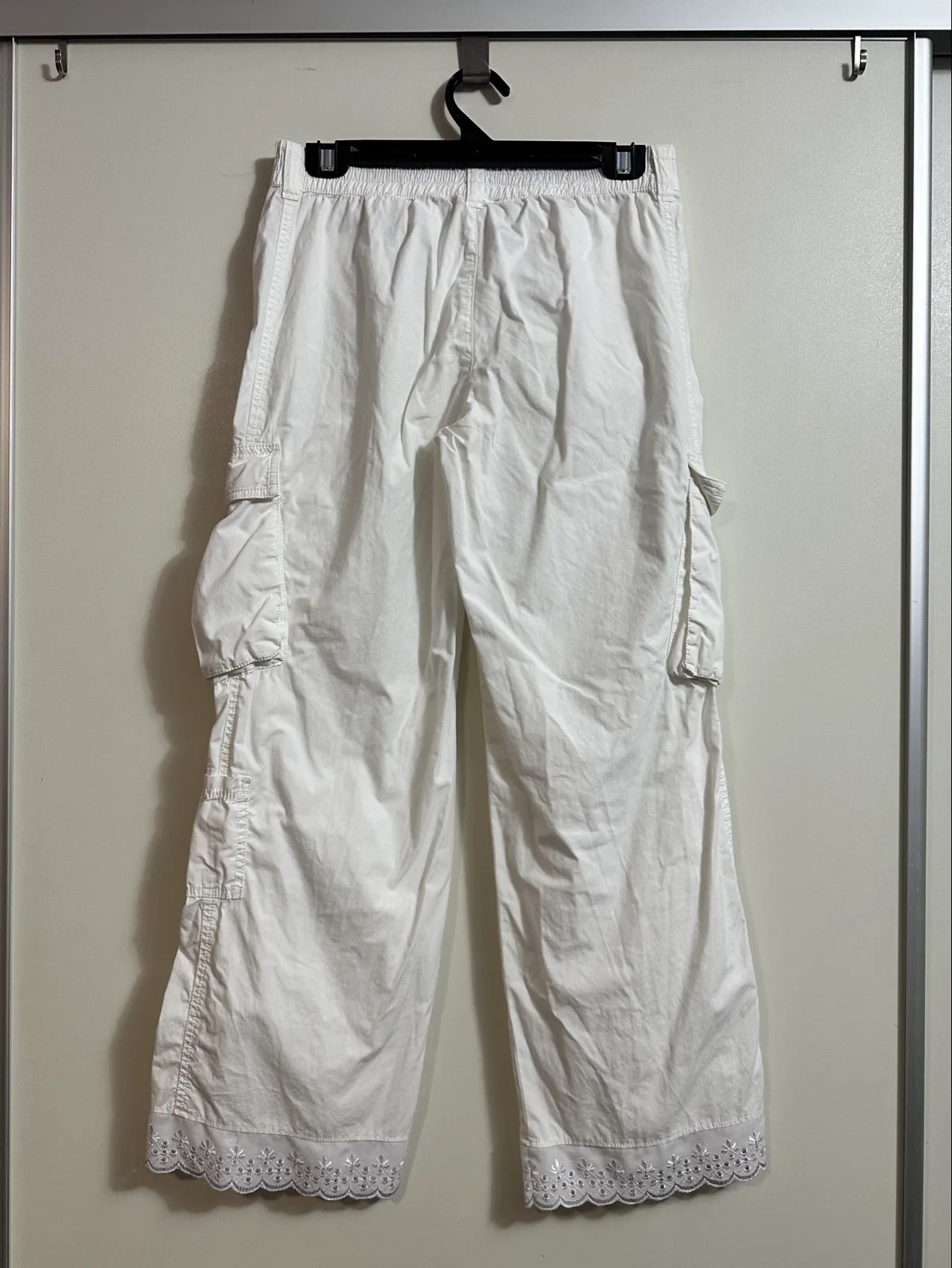 Aus 6-8 H&M Divided White Cargo Cropped Capri Pants With Lace Trim EUR 34 US 2 – photo 3