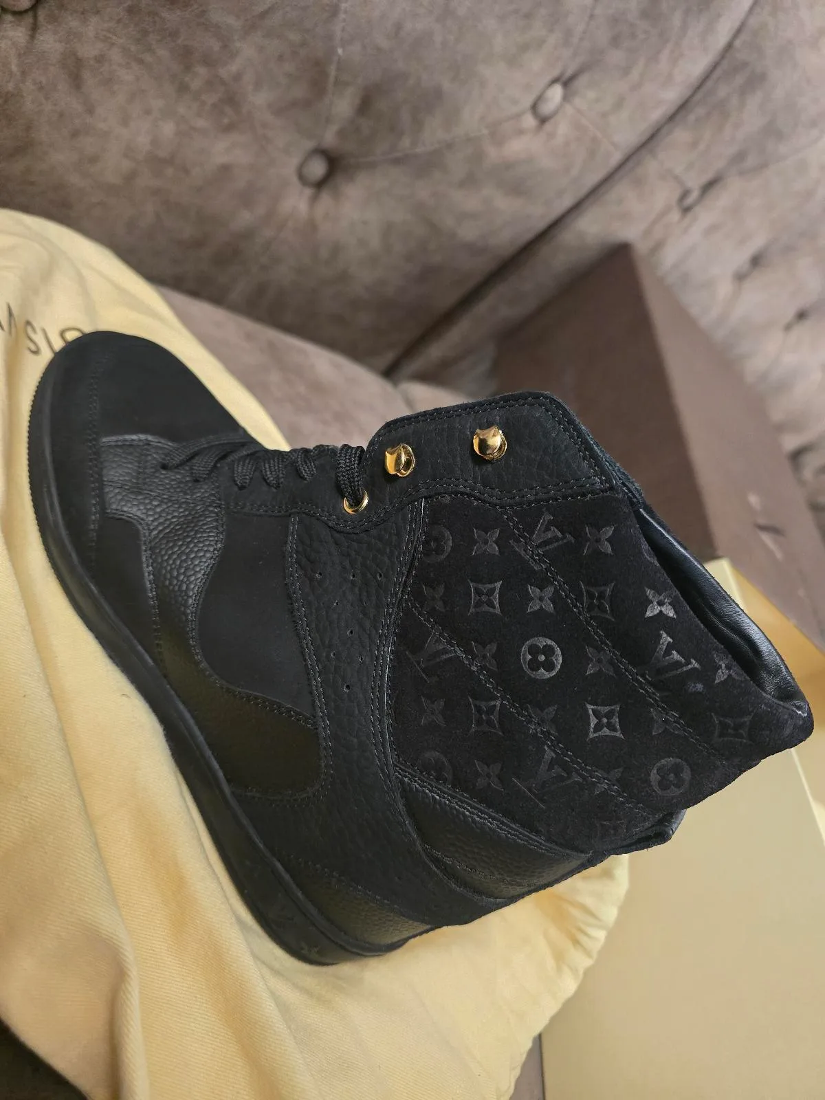 Louis Vuitton Monogram Leather & Suede High-Top Sneakers / Ankle Boots — photo 10