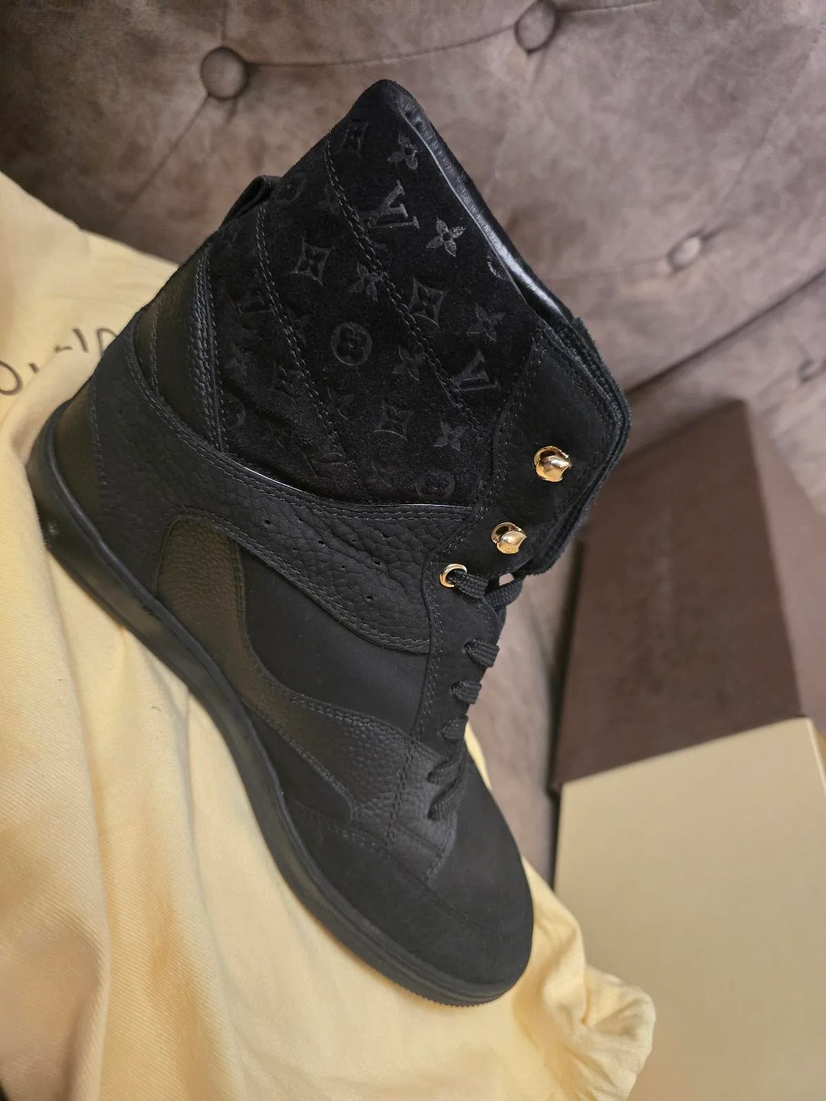 Louis Vuitton Monogram Leather & Suede High-Top Sneakers / Ankle Boots — photo 9