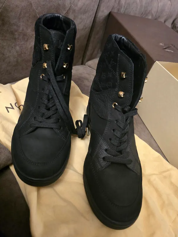 Louis Vuitton Monogram Leather & Suede High-Top Sneakers / Ankle Boots